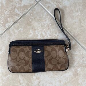 Coach Tan and Black Wristlet